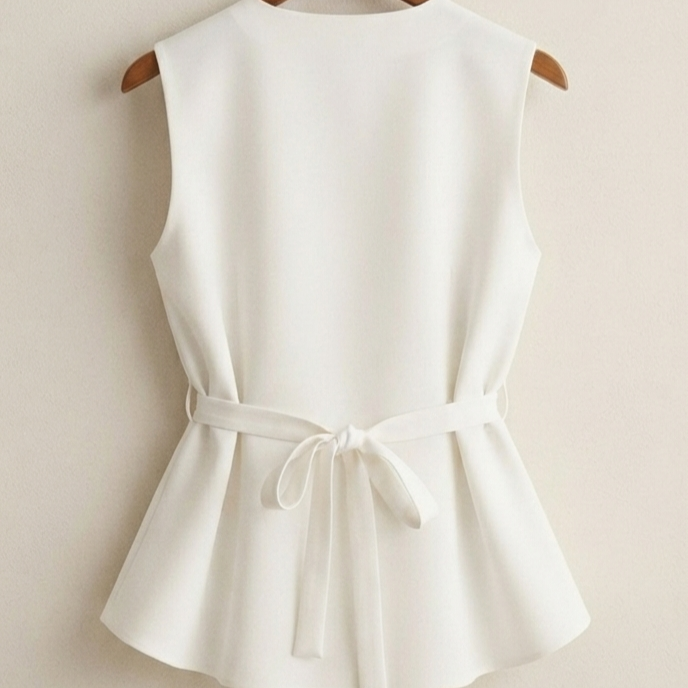 Blusa Chaleco Cruzada Peplum sin Mangas