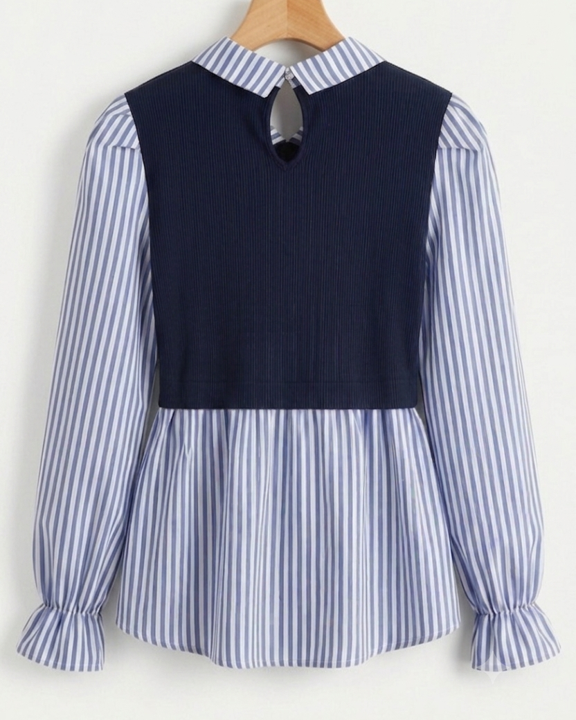 Blusa 2 en 1 Estilo Rayado y Chaleco Integrado