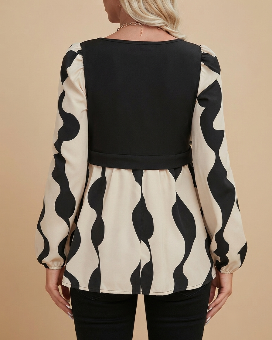 Blusa Estampado Abstracto y Mangas fluidas