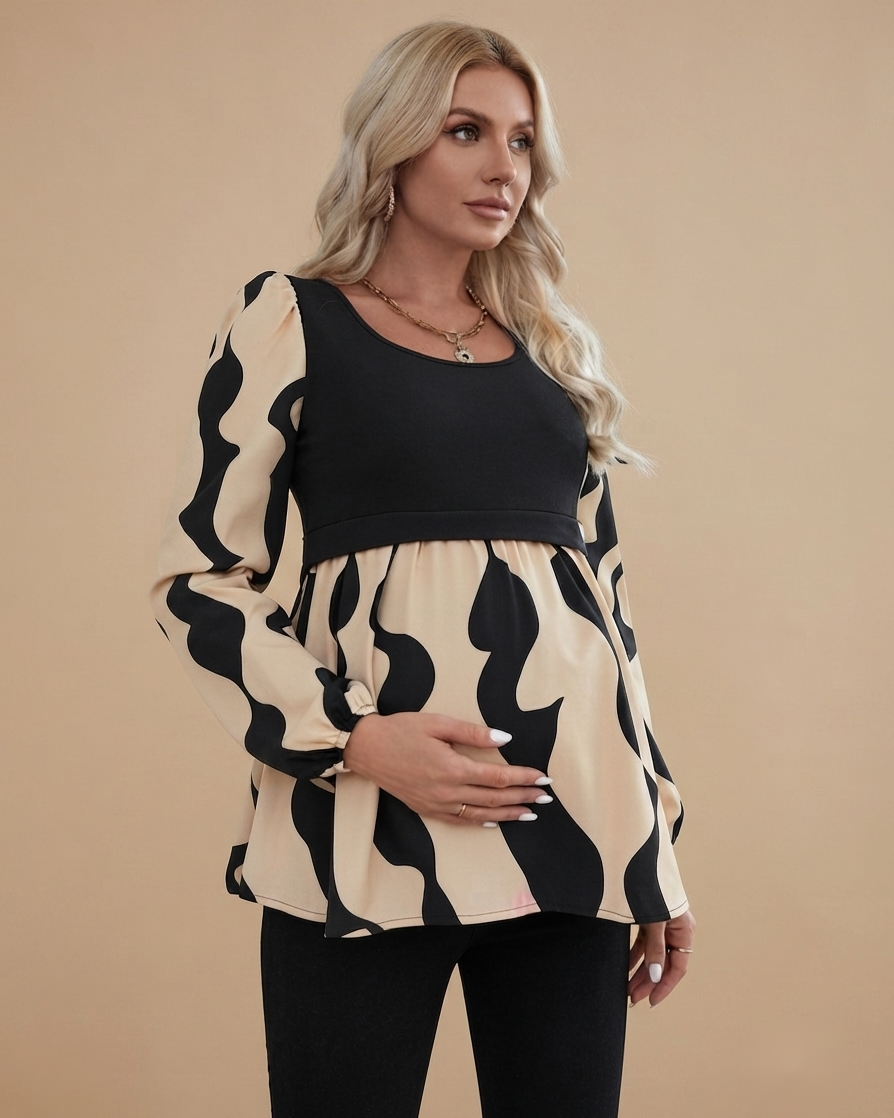 Blusa Estampado Abstracto y Mangas fluidas